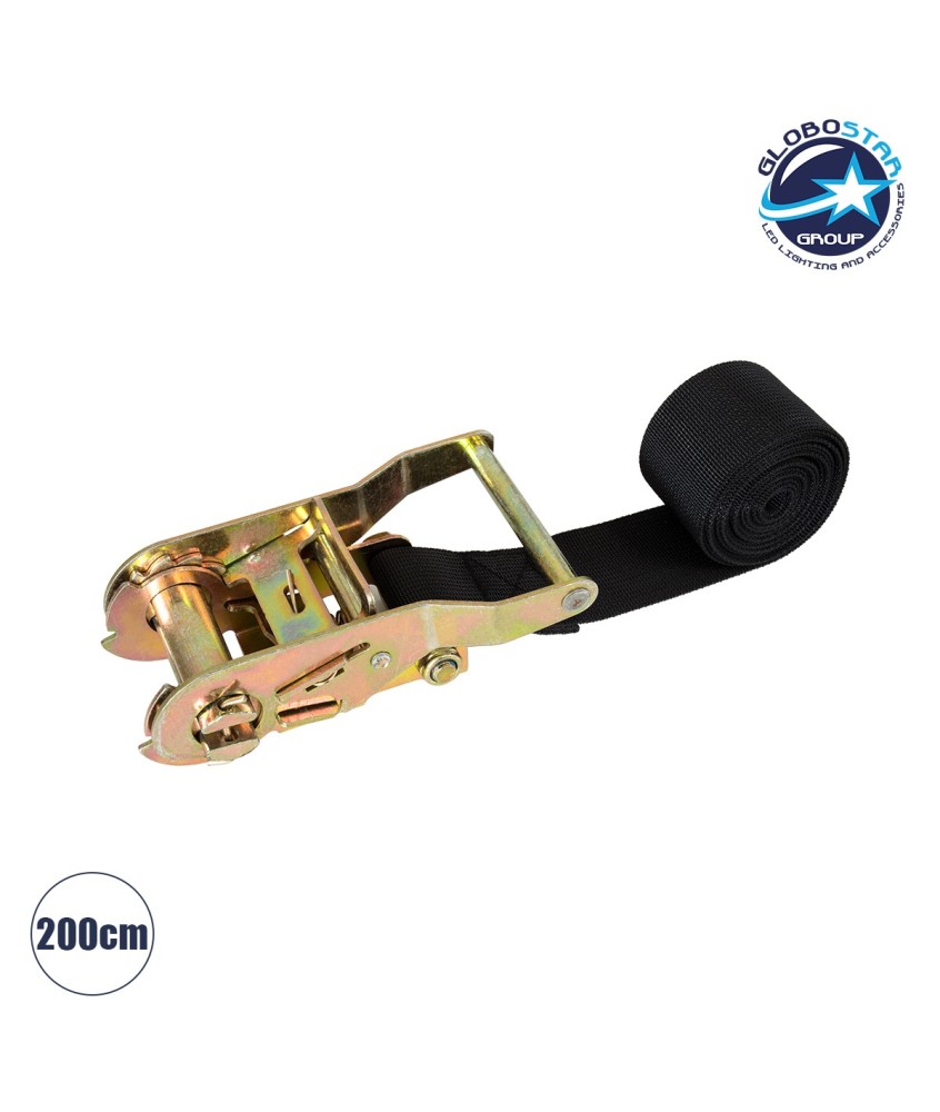 GLOBOSTAR® 90480 Ιμάντας με Καστάνια για Τοποθέτηση Φωτιστικών Σποτ σε κορμό Φυτών & Δέντρων - Μαύρο & Χρυσό - Μ200 x Π7.5 x Υ5cm